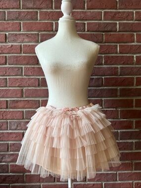 Dior Luxury High-End Girls Pink Layered Tulle Mini Skirt - Pale Blush Size 5 A